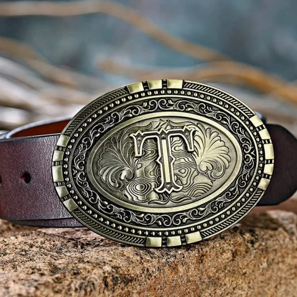 New gold western initial letter T belt Buckle ALL LETTERS AVAILABLE Initial Letter  main image 3